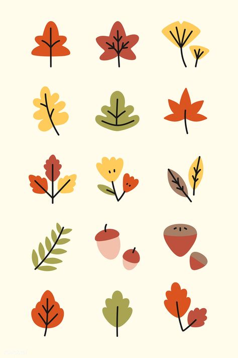 Colorful autumn leaves vector collection | free image by rawpixel.com / Katie Moir Leaves Autumn Drawing, Autumn Vector Illustration, Autumn Leaf Illustration, Fall Leaves Drawing, Autumn Vector, Leaves Drawing, Leaves Doodle, Fall Drawings, Fall Images