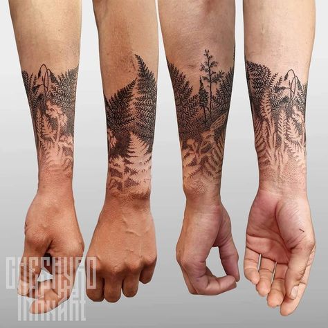 Tattoo Fern, Natur Tattoo Arm, Arm Wrap Tattoo, Trippy Tattoo, Cool Nature, Iris Tattoo, Fern Tattoo, Wrap Tattoo, Tree Tattoos