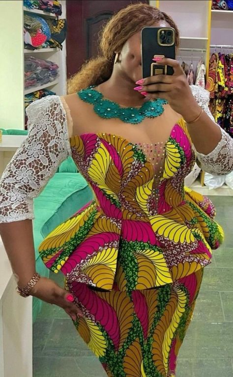 Fascinating Peplum Blouse Styles For Stylish African Queens. - Stylish Naija Lace Dress Classy, African Ladies, Stylish Naija, Kids Dress Collection, African Fabric Dress, Modest Dresses Fashion, African Print Dress Ankara, Best African Dresses, African Wear Dresses