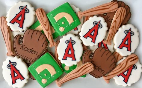 Angels Baseball Party, Baseball Cookies, Angels Baseball, Baseball Party, Baseball Birthday, Cookies Decorated, Birthday Cookies, Sugar Cookies Decorated, Graduation Party