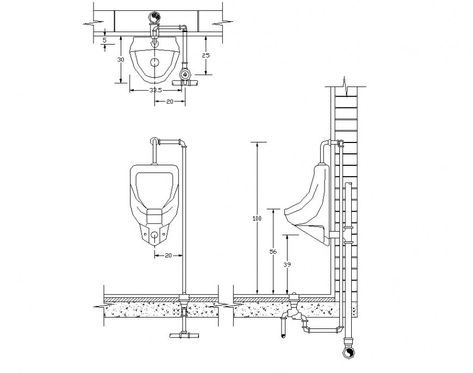 Sanitary men standing water closet detail plan and elevation 2d view layout autocad file Urinal Dimensions, Closet Detail, Plan And Elevation, Men Standing, Public Toilet, Elevation Drawing, Interior Architecture Drawing, Scale Drawing, Drawing Block