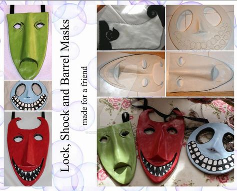 Lock Shock And Barrel Masks, Jack Skelton, Lock Shock Barrel, Nightmare Before Christmas Party, Nightmare Before Christmas Costume, Halloween Deserts, Nightmare Before Christmas Tree, Lock Shock And Barrel, Nightmare Before Christmas Ornaments