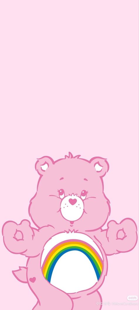 Rainbow Care Bear Wallpaper, Pink Care Bear Aesthetic Wallpaper, Care Bear Phone Wallpaper, Share Bear Care Bear, Care Bare Wallpapers, Cheer Bear Wallpaper, Carebare Wallpaper, Pink Care Bear Wallpaper, Pink Care Bear Aesthetic