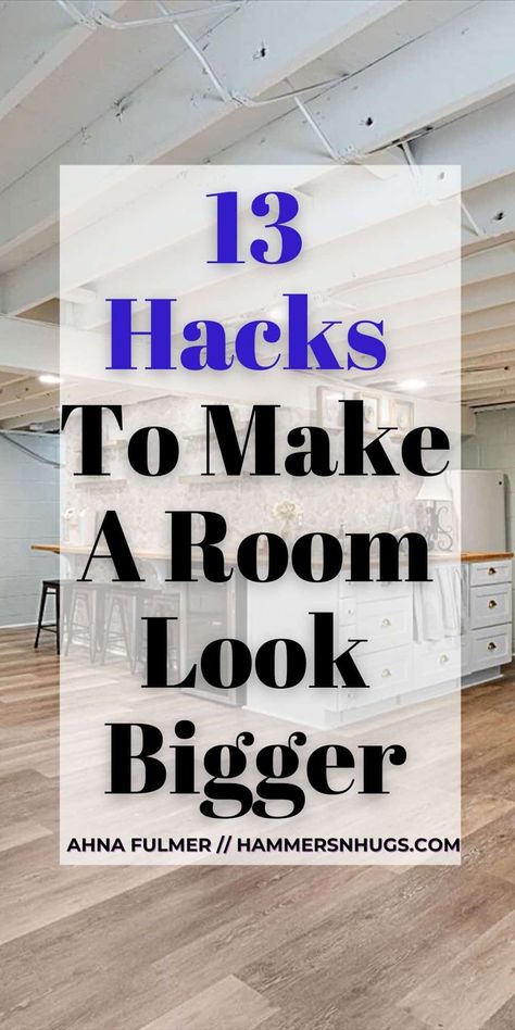 How To Make Small Rooms Look Bigger [13 Hacks!] - Hammers N Hugs How To Make Small House Look Bigger, How To Paint A Room To Look Bigger, Make Small Rooms Look Bigger, Modern Rustic Kitchen Decor, French Country House Decor, Laundry Room Decorating, French Country Ideas, Room Look Bigger, Design Tips And Tricks