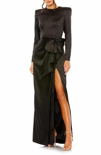 Xscape Evenings Strapless Long Sleeve Column Gown | Nordstrom Designer Formal Dresses, Navy Blue Bridesmaid Dresses, Black Tie Wedding Guests, Drape Gowns, Formal Dresses With Sleeves, Dusty Rose Dress, Burgundy Prom Dress, Black Bridesmaid Dresses, Column Gown