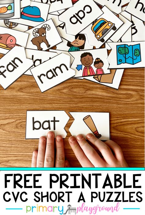 Short I Activities Kindergarten, Cvc Word Activities Free Printable Short A, Cvc Books Free Printable, Literacy Rotations Kindergarten, Cvc Puzzles Kindergarten, Cvc Word Puzzles Free, Cvc Puzzles Free, Short A Games, Free Cvc Word Activities