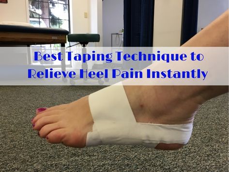 Looking for quick pain relief from heel pain and plantar fasciitis? This taping technique is very effective at relieving heel pain immediately! Plantar Facitis Tapping, Heel Spur Relief Shoes, Kt Tape For Heel Pain, Kt Tape Planters Fasciitis Heel Pain, Plantar Faciatis Pain Relief, Heal Pain Relief, Heel Spur Relief Remedies, Plantar Fascia Taping, Achilles Tendon Pain Relief