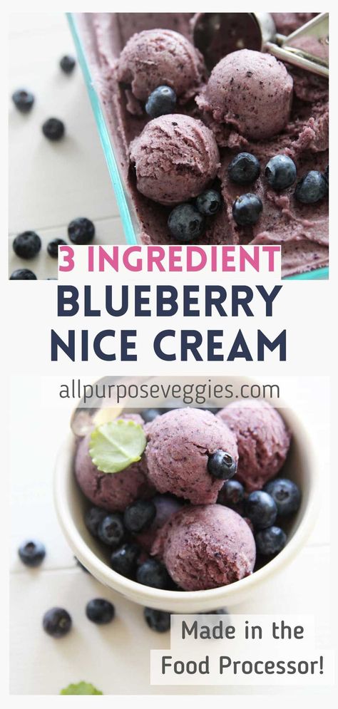 Blueberry Vegan Ice Cream, Berry Nice Cream, Healthy Cold Desserts, Food Processor Ideas, Blueberry Healthy Recipes, Nondairy Ice Cream, Food Processor Ice Cream, Nice Cream Recipes, Blueberry Ice Cream Recipe