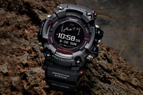 Casio's solar-powered GPS watch is ideal for survivalists G Shock Watches Mens, G Shock Mudmaster, Casio G Shock Watches, New G Shock, Heart Rate Monitor Watch, Fitness Trackers, Affordable Watches, G Shock Watches, Casio G Shock