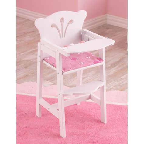 Barbie Crafts Diy, Diy Baby Crib, Baby High Chairs, Ikea Baby, Rose Print Fabric, Doll High Chair, Barbie Crafts, Wooden High Chairs, Doll Cradle