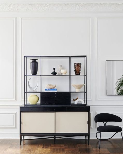 Simple and lithe in spirit, the midcentury legend’s most popular designs are back thanks to @cb2. #midcentury #midcenturymodern #paulmccobb #interiordesign #storage #designicon #cb2 Mcm Chair, Modern Storage Cabinet, Mcm Furniture, Paul Mccobb, Black Dining Chairs, Console Cabinet, Black Vase, Mid Century Modern Chair, Mid Century Modern Furniture