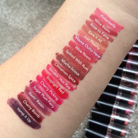 Wet n Wild lipstick swatches Edgy Makeup Aesthetic, Wet N Wild Lipstick Swatches, Wet And Wild Lipstick, Wet N Wild Lipstick, Lip Pencil Colors, Maquillage Yeux Cut Crease, Lipstick Tattoos, It Cosmetics Cc Cream, Wild Makeup