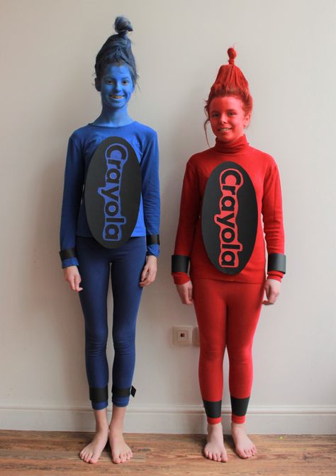 Crayon Costume #DIY #costume #carnival Cereal Character Costumes, Crayon Costume Diy, Crayon Outfit, Crayon Halloween Costume, Easy Carnival Costume, Crayon Dress, Bts Party, Crayon Costume, Kid Costumes