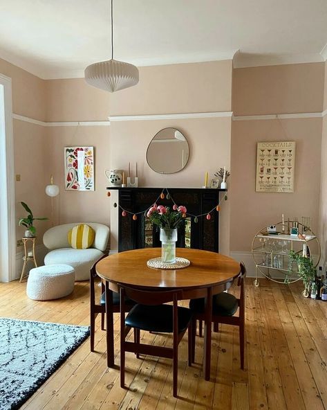 Pink Ground Farrow And Ball, Ground Living Room, Farrow And Ball Pink Ground, Farrow And Ball Pink, Pink Chest Of Drawers, Farrow And Ball Living Room, Blush Pink Paint, Pink Ground, Pink Paint Colors