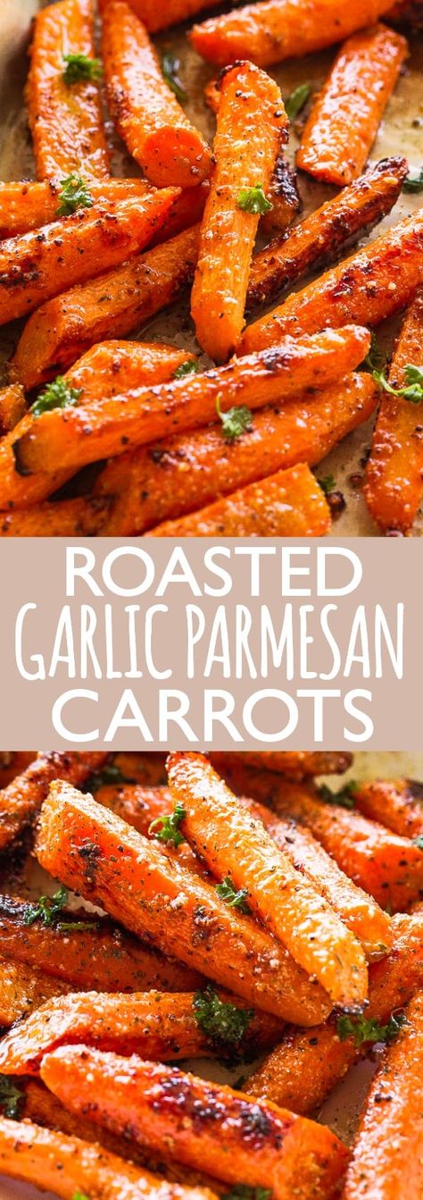 Ferial Garlic Parmesan Carrots, Parmesan Carrots, Carrots Side Dish, Roasted Carrots Recipe, Carrots Recipe, Roasted Vegetable Recipes, Cooked Carrots, Carrot Recipes, Veggie Side Dishes