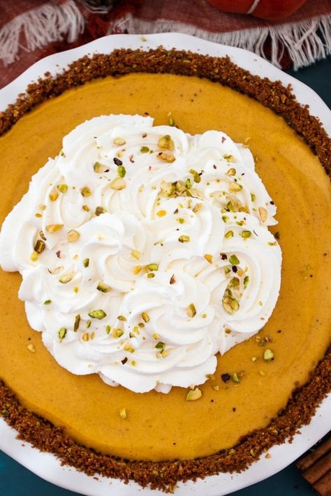 🍁🍂 Surprise your Thanksgiving guests with this wonderfully flavored Biscoff-Pumpkin Chiffon Pie. From it’s unique crust of crushed Biscoff cookies and roasted pistachios nuts to a light-as-air chiffon pumpkin filling to the sour cream whipped topping, it’s sure to delight!🍂💖🍂 Pumpkin Apple Recipe, Biscoff Crust, Pumpkin Chiffon, Pumpkin Chiffon Pie, Chiffon Pie, Roasted Pistachios, Pumpkin Fluff, Pumpkin Filling, Recipes With Whipping Cream