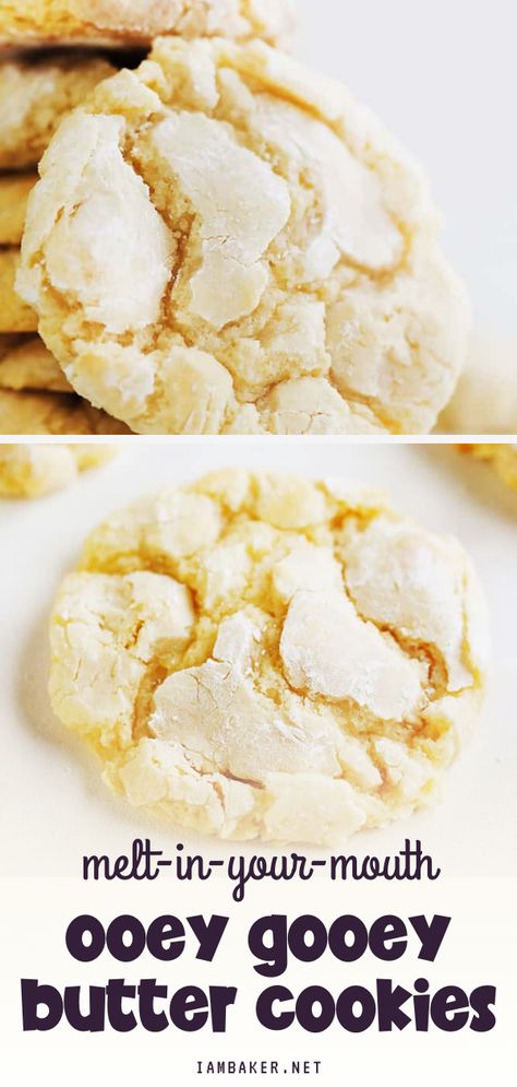 Ooey Gooey Butter Cookies, Cookies Video, Butter Cookies Easy, Gooey Butter Cookies, Easy Dessert Recipes Quick, Gooey Cookies, Easy Dessert Recipe, I Am Baker, Butter Cookies Recipe