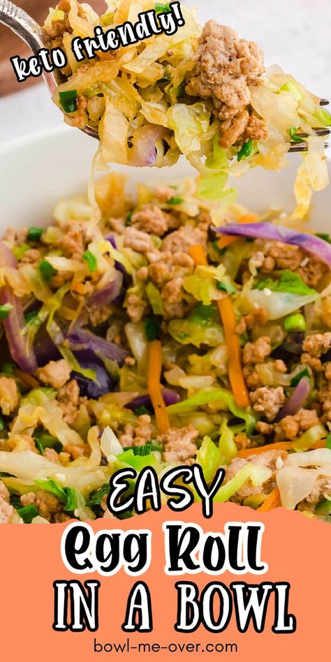 Egg Roll In A Pan Recipe, Ground Pork Egg Roll In A Bowl, Wrapless Eggroll, Pork Egg Rolls In A Bowl, Lazy Egg Roll Recipe, Egg Roll In A Bowl With Ground Chicken, Ground Chicken Egg Roll In A Bowl, Egg Roll In A Bowl Chicken Breast, Pork Eggroll In A Bowl Recipe