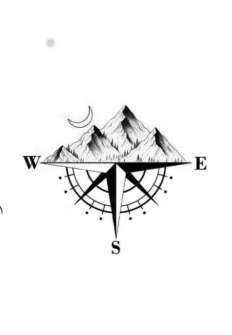 Compass Mountain Tattoo Design, Compass With Mountains Tattoo, Mountain Compass Tattoo, Savannah Tattoo, Compass Artwork, Compas Tattoo, North Star Tattoos, Irish Tattoo, Ankle Tattoo Men