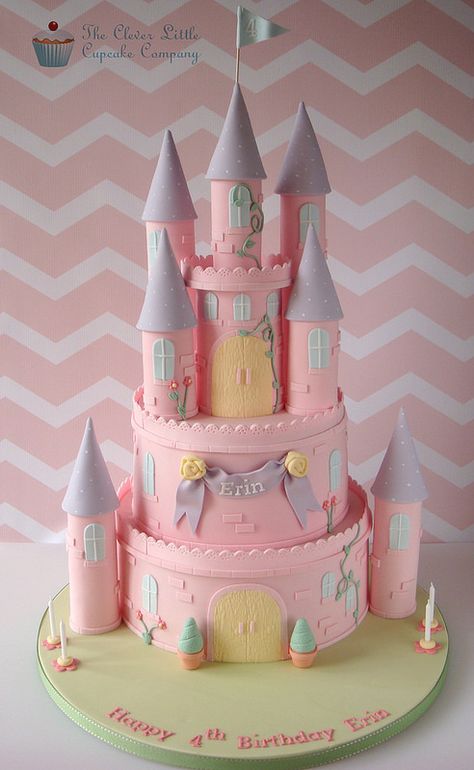 Pink Princess Castle Cake - ashley wants this for her birthday - I'm flattered she thinks I could but err help lol Pink Princess Castle, Castle Cakes, Castle Birthday Cakes, Princess Castle Cake, Girly Cakes, Pink Castle, Castle Cake, Vanilla Sponge, Beautiful Desserts