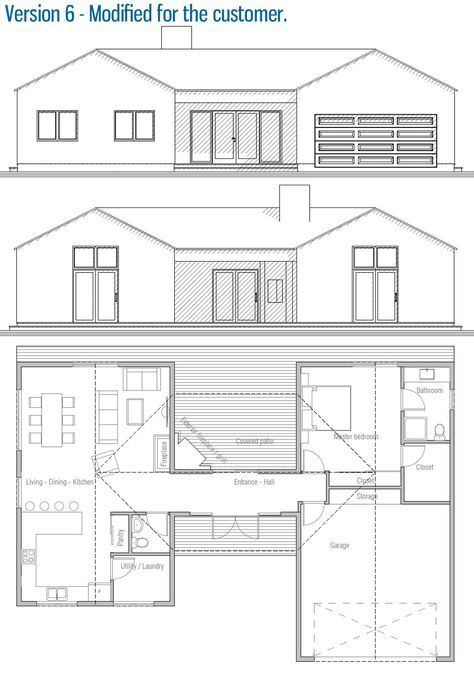 house design house-plan-ch339 44 One Level Modern House, Small Cabin House Plans, Barndominium Exterior, Cozy Castle, Small Cabin House, Castle Cottage, Garage Apartment Plan, House Improvement, Small Modern House Plans