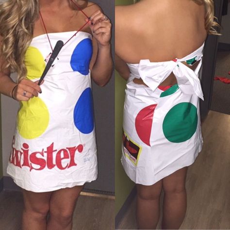 Abc Costume, Anything But Clothes Party Ideas, Twister Costume, Twister Halloween, Anything But Clothes Party, Abc Costumes, Anything But Clothes, Nascar Costume, Abc Party Costumes