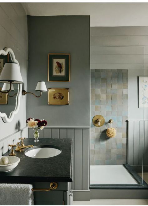 Textured Interiors, Emma Burns, English Country Bathroom, Cotswold House, Tv Producer, Cotswolds Cottage, Bloomsbury Group, Film And Tv, Bathroom Design Inspiration