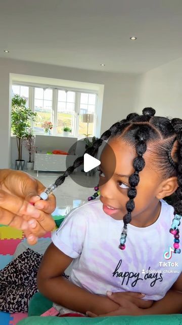 Back To School Black Hairstyles, Kids Breaded Hairstyles, Kids Cornrows With Beads, Twist With Beads For Kids Hair, Bubble Braid Natural Hair, Bubble Braid Hairstyles Kids, Bubbles Hairstyle, Kids Bubble Braid Hairstyles, Kids Quick Hairstyles Black