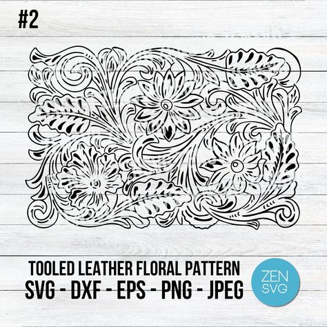 Western Tooled Leather Patterns, Tooling Patterns Templates, Leather Burning Designs, Western Floral Pattern, Leather Purse Pattern, Svg Western, Leather Designs, Leather Tooling Patterns, Tooling Patterns