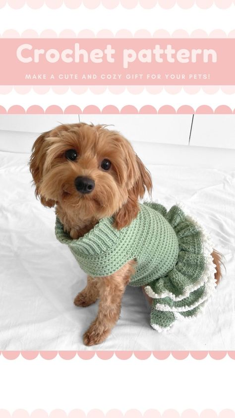 Every fur baby needs a beautiful dress! With this free pattern you can make your princess a dress so that they can look as fabulous on the… | Instagram Crochet Dog Dress, Crochet Dog Sweater Free Pattern, Dog Dress Pattern, Crochet Dog Clothes, Crochet Terminology, Knitted Stuff, Christmas Tutu, Knitting Patterns Free Blanket, Crochet Dog Patterns