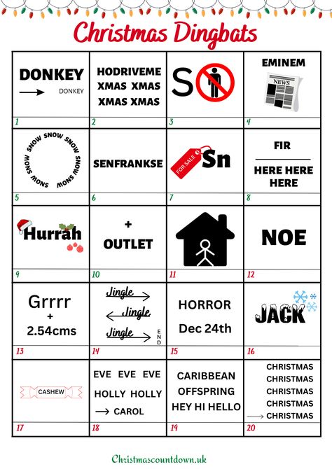 christmas dingbats Winter Rebus Puzzles, Christmas Brain Teasers For Kids, Christmas Games For Staff Party, Christmas Rebus Puzzles With Answers, Christmas Rebus Puzzles Free Printable, Christmas Online Games, Christmas Word Games For Adults, Christmas Brain Teasers For Adults, Free Christmas Games For Kids