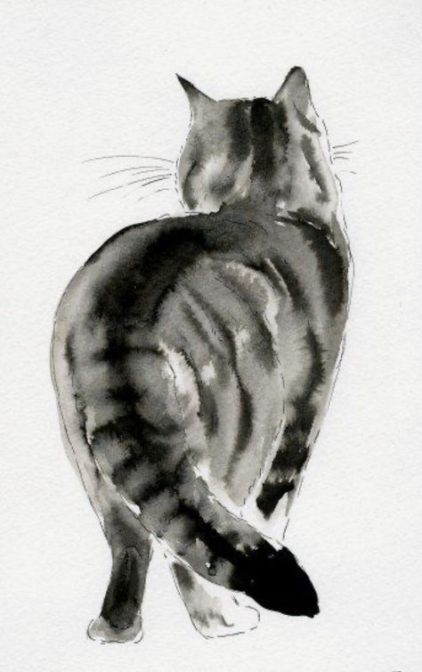 Cat Tattoos, Acrylic Painting For Beginners, Watercolor Painting Techniques, 수채화 그림, Watercolor Cat, Watercolor Art Lessons, Art Et Illustration, Watercolor Drawing, Painting Art Projects