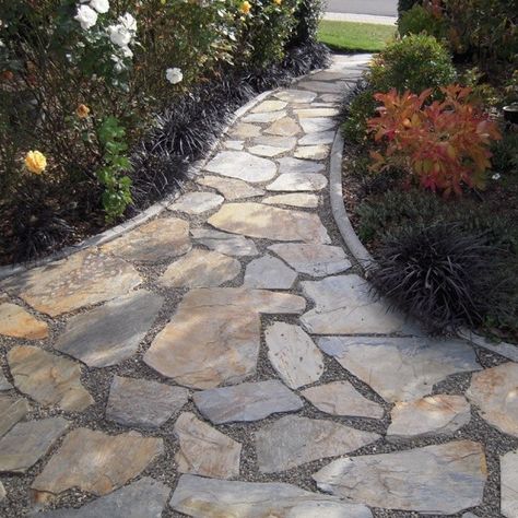 Wanaka Stone products, natural stacking, retaining, landscaping, paving Stone Stepping Stones, Labyrinth Garden, Stacked Stone Walls, Crazy Paving, Concrete Paving, Landscape Stone, Garden Paving, Front Yard Garden Design, Dry Stone Wall