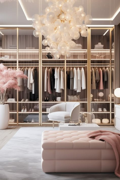 Modern Closet Designs Women, Luxurious Walk In Closet Women, Woman Closet Ideas, Room To Walk In Closet, Fancy Wardrobe, Modern Island Design, Walk In Closet Ideas Master Luxury Women, Walkin Closet Luxury, Classy Closets Walk In