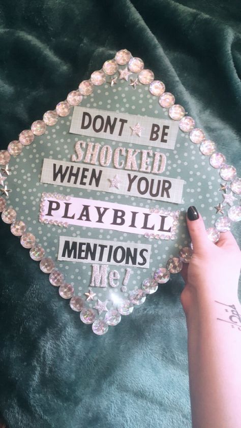 Musical Grad Caps, Musical Theatre Graduation Cap, Theatre Grad Cap, Broadway Graduation Cap, Grease Theme, Graduation Cap Decoration Diy, High School Graduation Cap, Diy Graduation Cap, Diy Graduation