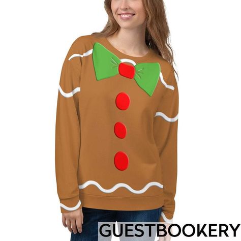 Gingerbread Man Sweatshirt - Gingerbread Man - Ugly Christmas Sweater - Cookie Sweatshirt - Funny Christmas Sweatshirt - Christmas gift LOL If you want to get your family and friends a sweatshirt that they will never forget, you sure found the right one! Full Specs: 70% polyester, 27% cotton, 3% elastane Fabric weight: 8.85 oz/yd² (300 g/m²) Soft cotton-feel fabric face Brushed fleece fabric inside Unisex style Overlock seams **Sizing Chart in pics** Might have a little bit of streaks by the see Gingerbread Sweatshirt, Ugly Christmas Sweater Cookies, Christmas Party Costume, Sweater Ideas, Never Forget You, Men Sweatshirt, Elastane Fabric, Sweatshirt Christmas, You Sure