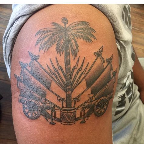 How Do You Rep Haiti?  @smurf2288 #haitian #haiti #haitianamerican #haitianamericans #ayiti #zoelife #haitianpride #haitianflag… Haitian Tattoos, Haitian Flag Tattoo, Haitian Tattoo, Haiti Tattoo, Voodoo Tattoo, Shoulder Tats, Thigh Tat, Haitian Flag, Pretty Hand Tattoos