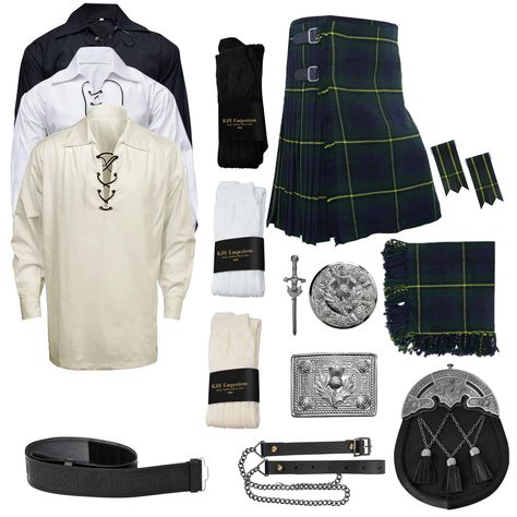 PRICES MAY VARY. Complete Scottish Attire - Stand out with a complete Scottish Highland attire, meticulously curated with Ten essential components, making you the embodiment of tradition. Customize Your Look - Choose from three shirt colors (Black, White, or Cream) and perfectly matched socks to create your unique ensemble, adding a touch of personalization to your Scottish outfit. Premium Kilt for Men - Our Kilt, made from 8 yards of premium 16oz wool blend, combines durability and authenticity Scottish Outfit, Kilts For Men, Scottish Clothing, Scottish Kilts, Tartan Kilt, Men In Kilts, Kilt, Tartan, Wool Blend