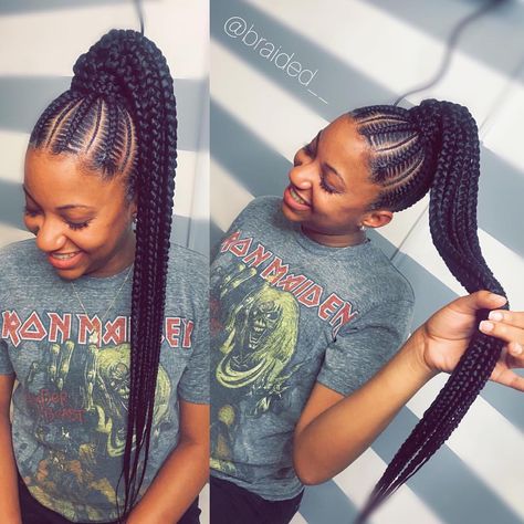 Ponytail Stitch Braids, Medium Feed In Braids Ponytail, Medium Feed In Braids, Feed In Braids Ponytail, Feed In Braids, Braids Ponytail, Tan Skin Blonde Hair, Big Box Braids Hairstyles, Easy Hairstyles For Medium Hair