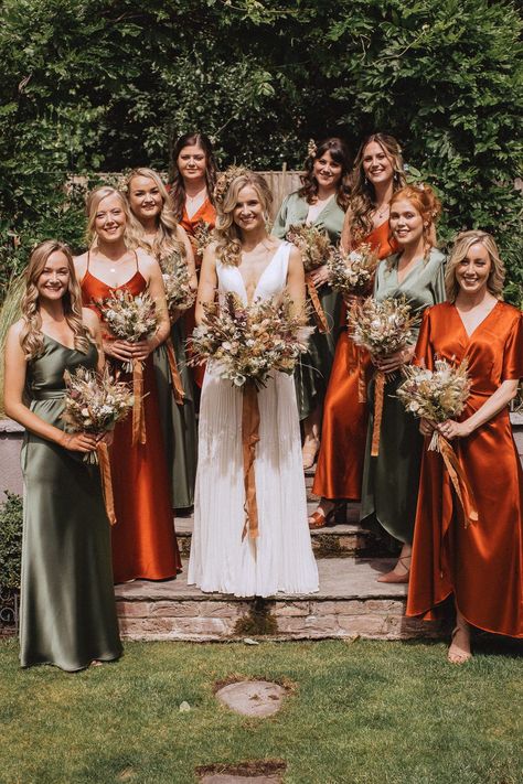 Olive And Copper Bridesmaid Dresses, Autumnal Wedding Bridesmaids, Burned Orange Bridesmaid Dresses, Rust Wedding Dress Bridesmaid, Burnt Orange And Sage Bridesmaid Dresses, Olive Green And Rustic Orange Wedding, Burnt Orange And Olive Green Wedding Bridesmaid Dresses, Emerald Green And Rust Bridesmaid Dresses, Sage Green And Burnt Orange Wedding Bridesmaid Dress