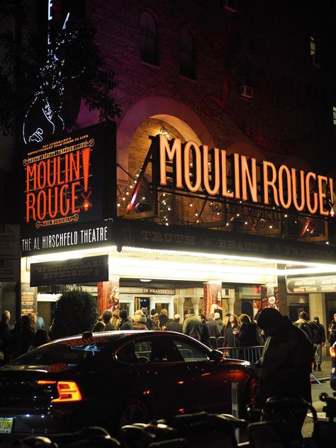 Moulin Rouge Aesthetic Broadway, Moulin Rouge Nyc, New York Broadway Aesthetic, New York Theatre, Nyc Broadway, Broadway Theatre Aesthetic, Moulin Rouge Broadway, Moulin Rouge Costumes, Here's To The Fools Who Dream