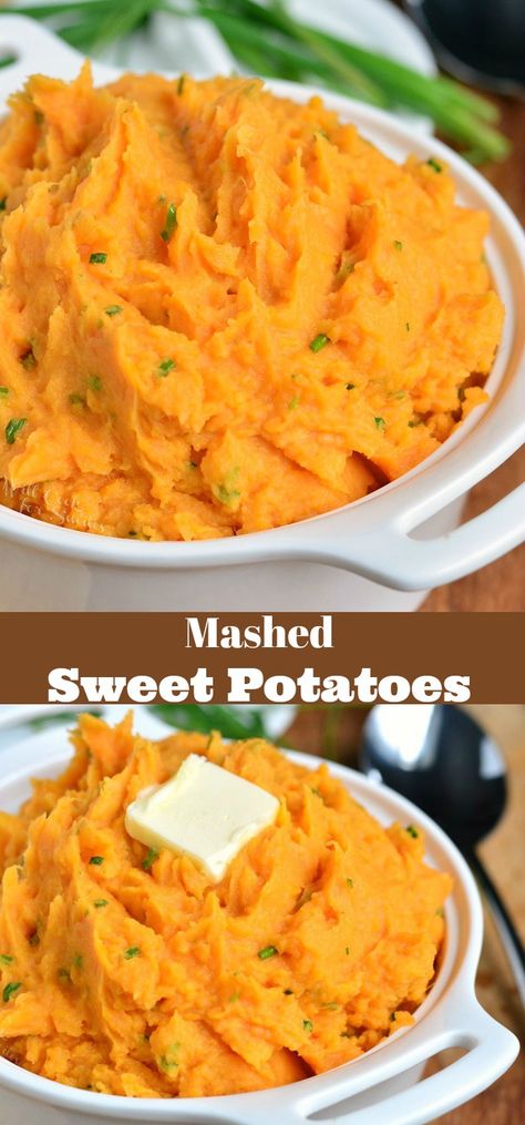 Mashed Sweet Potatoes Recipe. These mashed sweet potatoes are not too sweet and perfectly compliment any main dish. Rich and creamy made with butter, sour cream, and chives. #sweetpotatoes #bakedsweetpotatoes #instantpotsweetpotatoes #crockpotsweetpotatoes #sidedish Mashed Sweet Potatoes Recipe, Crock Pot Sweet Potatoes, Smashed Sweet Potatoes, Sweet Potato Recipes Mashed, Sweet Potato Side Dish, Sweet Potato Sides, Sweet Potatoes Recipe, Thanksgiving Side, Potato Side Dishes