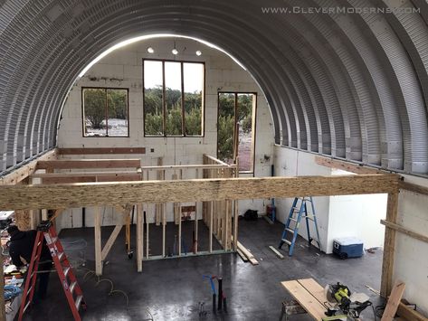 Quansot Hut Homes, Quonset Garage, Quonset Hut Homes Interior, Quonset Hut Homes Interior Floor Plans, Loft House Interior, Quonset House, Hangar House, Icf Walls, Steel Homes