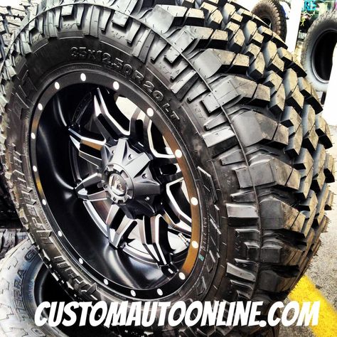 Custom Automotive :: Packages :: Off-Road Packages :: 20x10 Fuel Lethal D567 Black/Milled - 35x12.50r20 Nitto Trail Grappler Truck Rims And Tires, Black Jeep Wrangler, 4x4 Tires, Custom Wheels And Tires, Black Rhino Wheels, Truck Rims, Tacoma Truck, Ford Suv, Jeep Mods