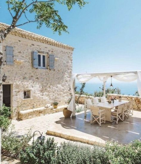 Greek Island Hopping, Casa Country, Casa Exterior, Design Exterior, Stone Houses, Greek Island, Stone House, Marbella, Summer House