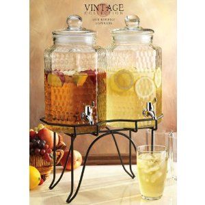 2 Glass Beverage Dispensers on Stand $50 Glass Water Dispenser, Glass Drink Dispenser, Drink Dispenser Stand, Glass Beverage Dispenser, Juice Dispenser, Wine Dispenser, Glass Drink, Beverage Dispensers, Drink Station