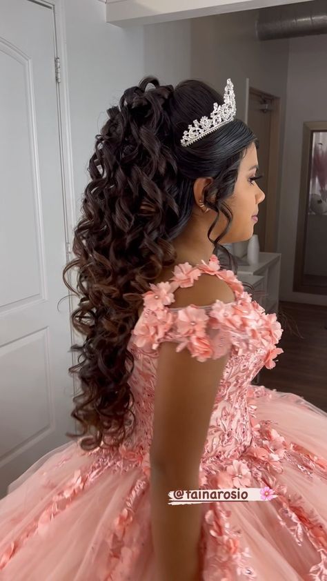 Quinceañera Hairstyle 😍!!!! Those Braids 💕💕!! #houston #houstonhairstylist #houstonhair #houstonhairstylists #houstonhairstyles… | Instagram Sweet 16 Hairstyles, Quinceanera Photoshoot, Half Updo Hairstyles, Pink Quince, Quince Hairstyles With Crown, Quinceanera Hairstyles, Twist Ponytail, Bridal Hair Inspiration, Hair Bun Tutorial