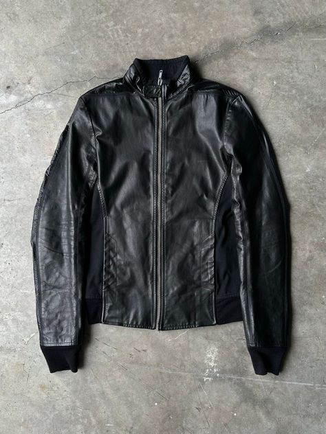 Rick Owens Leather/Cotton Jacket Rick Owens Menswear, Unique Jackets, Rick Owens Men, Youtube Logo, Men's Outerwear, Mens Outerwear, Cotton Jacket, Rick Owens, Leather Jacket