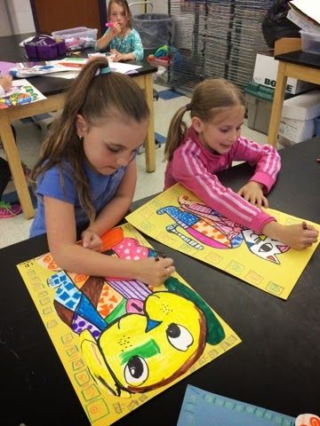 Jamestown Elementary Art Blog: First grade Romero Britto pets Romero Britto Art, Grade 1 Art, Britto Art, First Grade Art, Animal Art Projects, 2nd Grade Art, 4th Grade Art, 3rd Grade Art, Art Elements