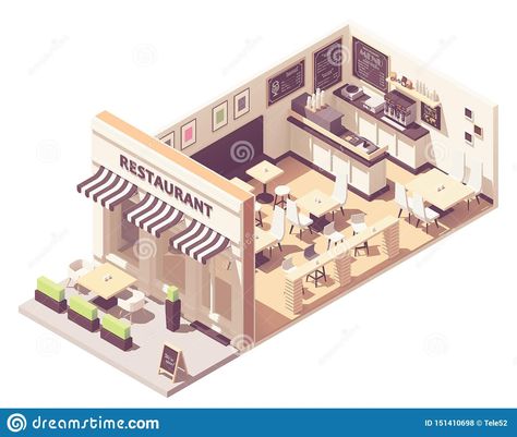 Isometric Restaurant, Paris Cafe Interior, Cafe Floor Plan, Entrance Outdoor, Cafe Plan, 3ds Max Design, Restaurant Floor Plan, Menu Illustration, Mini Cafe